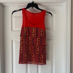 BONGO Red and Black Geometric Tank Top